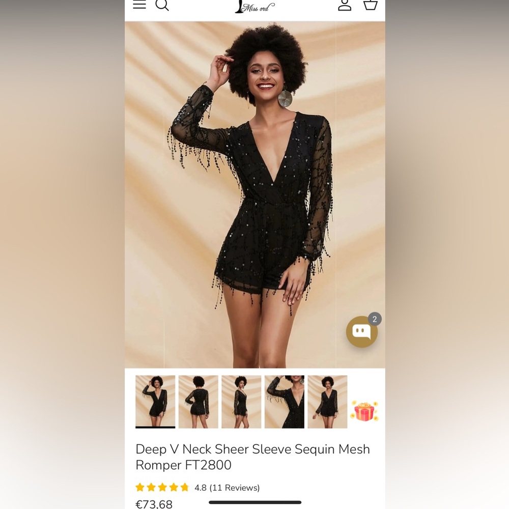 Elegant Black Sequin Mesh Romper